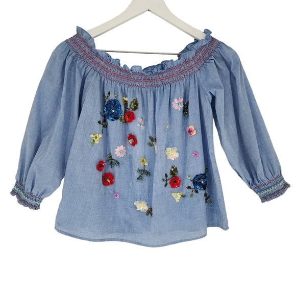 Joie Citra Embellished Chambray Top - Picture 2 of 8